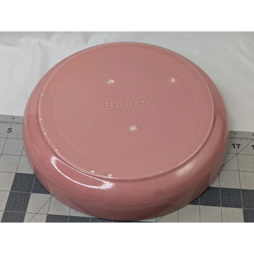 Bauer Los Angeles Ceramic Pink Round Serving‎ Bowl 10.75 Inch